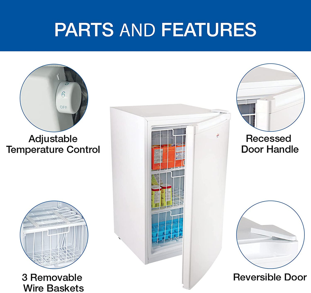 Koolatron KTUF88 Congélateur vertical de 3,1 pi³ (88 L) avec thermostat réglable