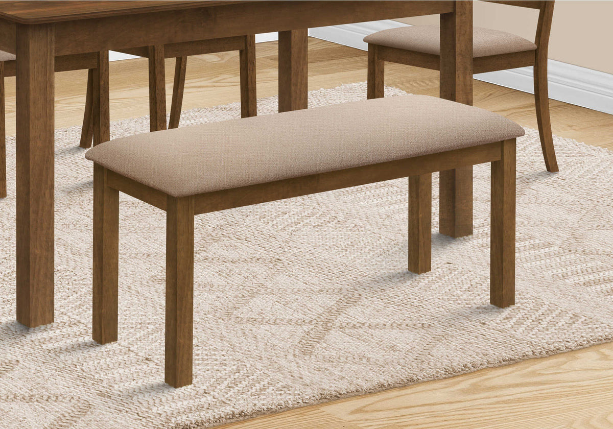 BANC - 42"L / NOYER BRUN / TISSU BEIGE