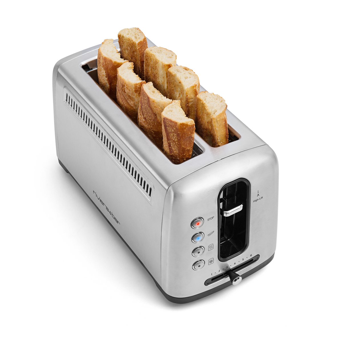 Grille-pain | 2 fentes extra longues | Inox | 6 niveaux