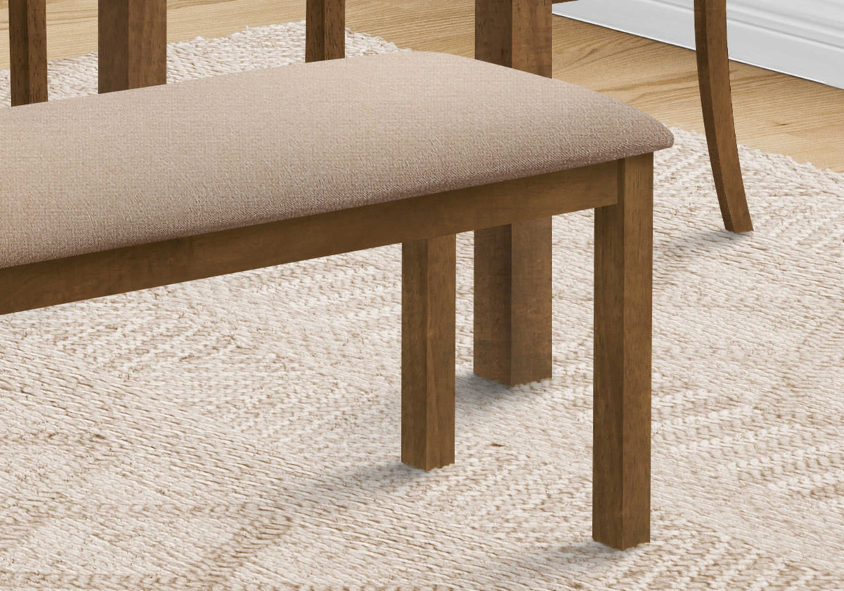 BANC - 42"L / NOYER BRUN / TISSU BEIGE