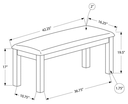BANC - 42"L / GRIS LAVÉ / TISSU GRIS FONCÉ