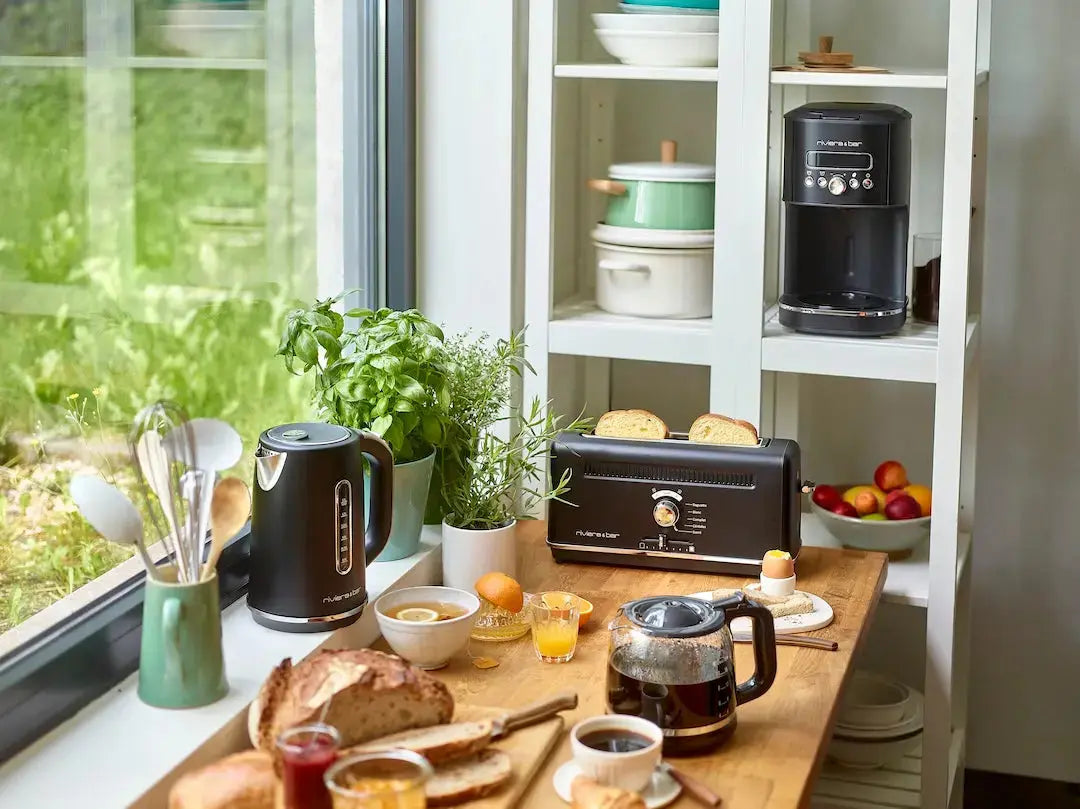 Trio Bouilloire, Cafetière & Grille-Pain | Black Satin