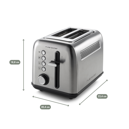Grille-pain | 2 fentes courtes | Inox | 7 niveaux