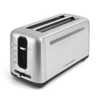 Grille-pain | 2 fentes extra longues | Inox | 6 niveaux