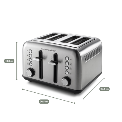 Grille-pain | 4 fentes courtes | Inox | 7 niveaux